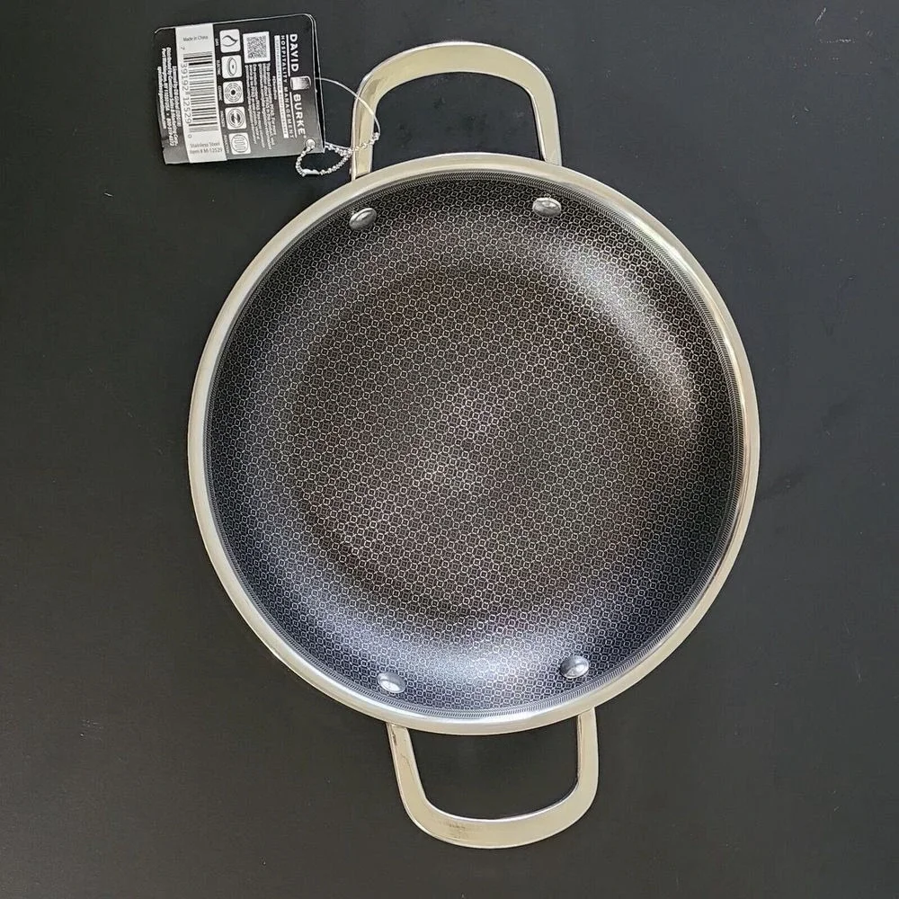 David Burke Geo Clad‎ 9.5in Tri-Ply Stainless Steel Frying Pan With Lid Cookware